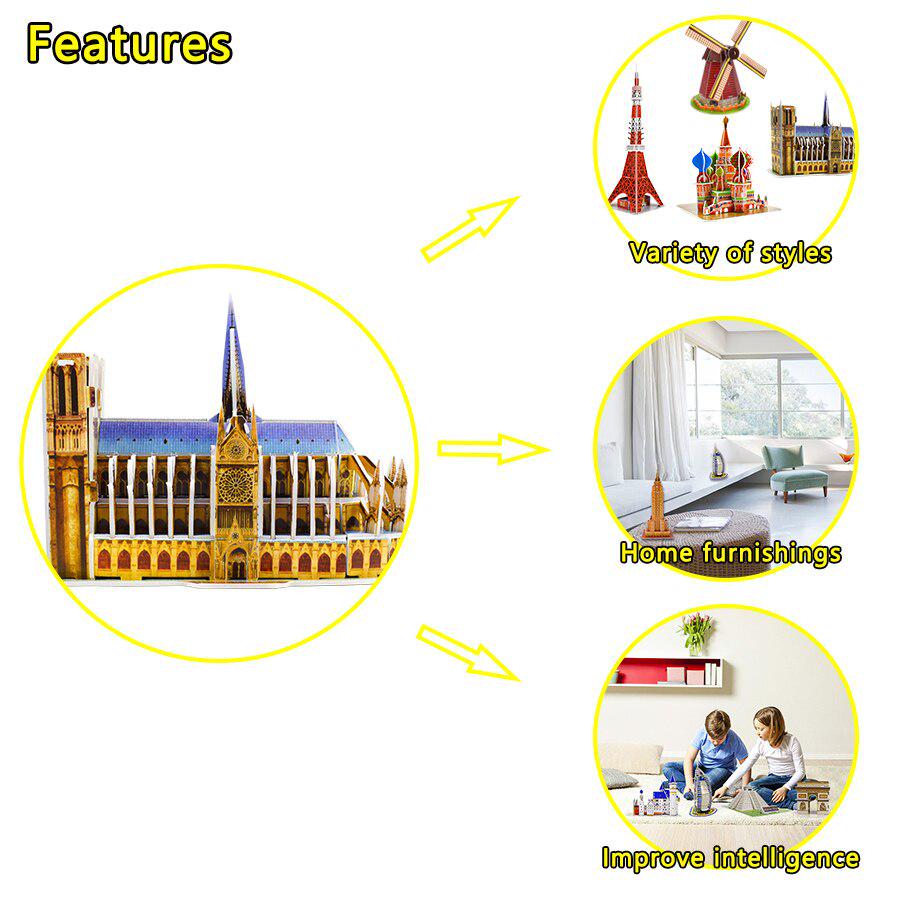 3D Puzzle Notre Dame De Paris World Architectural Jigsaw Building Model Kit for Kids Toys Gifts