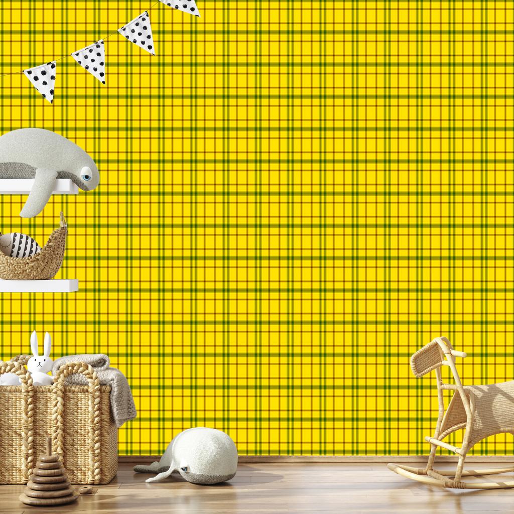 Yellow Checkered Wallpaper for Living Room and Bedroom 50x1000