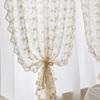 Tulle Sheer Curtain Floral Embroidery Doorway Drape Romantic French Lace Curtains  Home Decoration