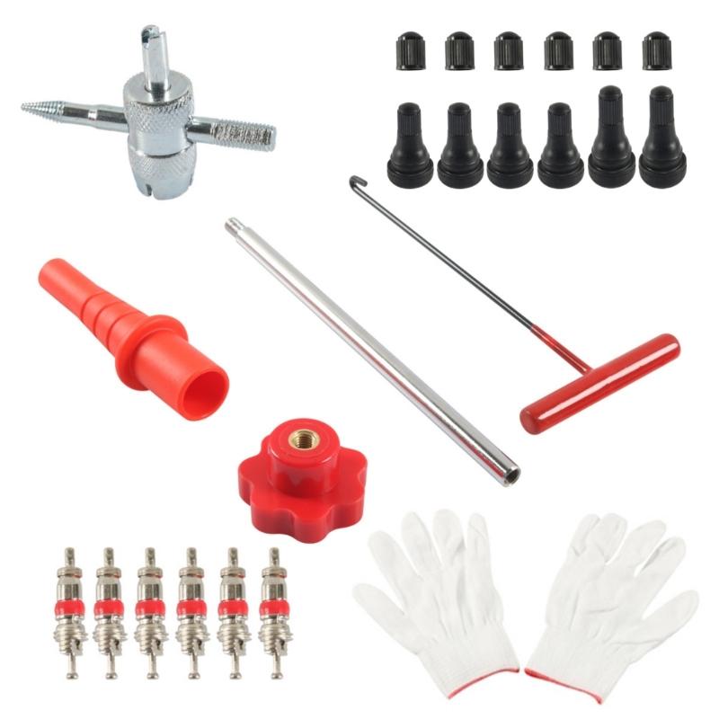 Kit di rimozione e installazione valvole pneumatici per tutti gli usi Set di attrezzi per installazione nuclei valvole Adatto a dimensioni multiple di stelo