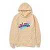Unisex 'I Am Kenough' Rainbow Print Loose Hooded Sweatshirt - Black