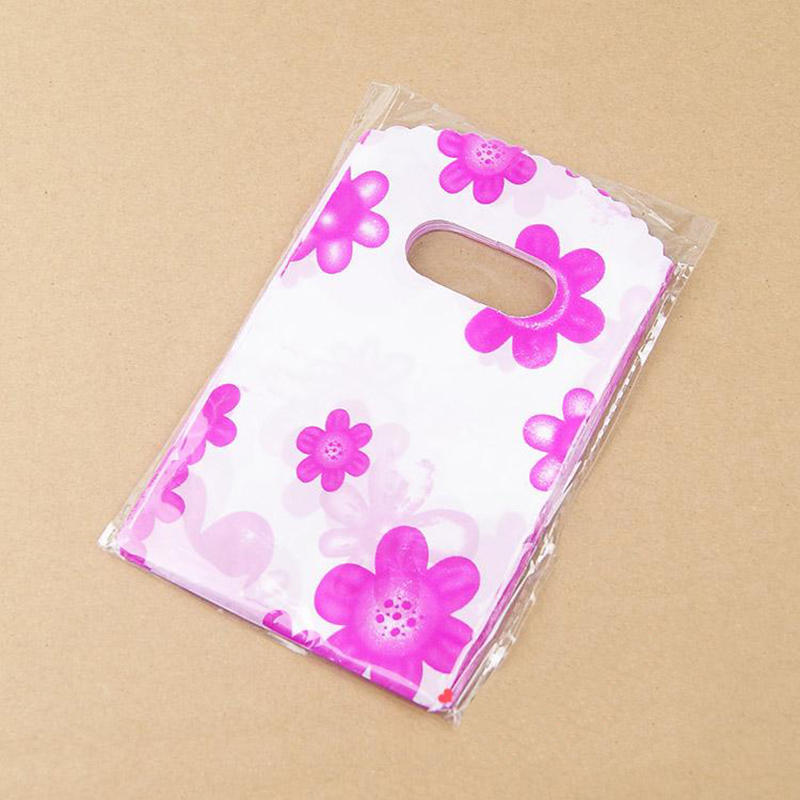 100 ks Lot Pěkná smíšená vzorovaná plastová dárková taška Nákupní taška 14X9Cm