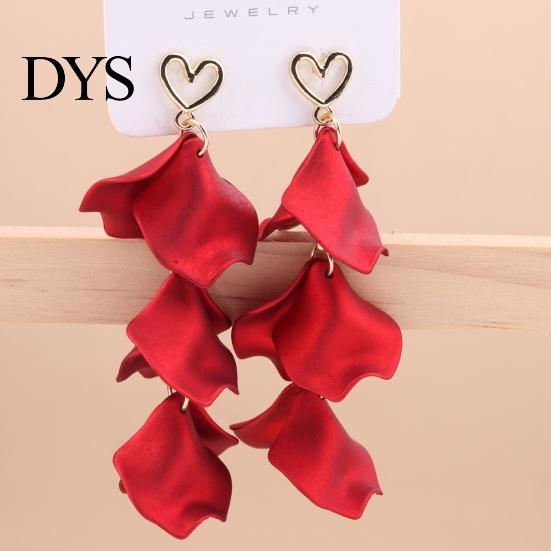 Women Vacation Earrings 1 Pair Hanging Flower Shape Bohemian Style Petal Tassel Hollow Heart Lady Ear Jewelry Prom Beach Dangle Long