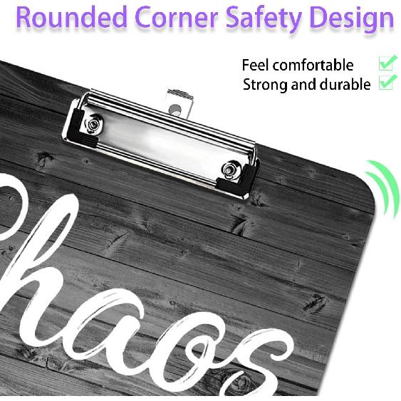 Quote Chaos Coordinator - Plastic A4 Clipboard and Flannel Pen Bag Combination, Low Profile Metal Clip, Decorative, Office, Learning, Cute Clipboard