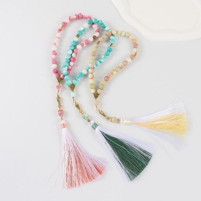 Multifunctional Glass Prayer Beads with Colorful Tassels Comfortable and Stylish for Muslims and Fashion Enthusiasts