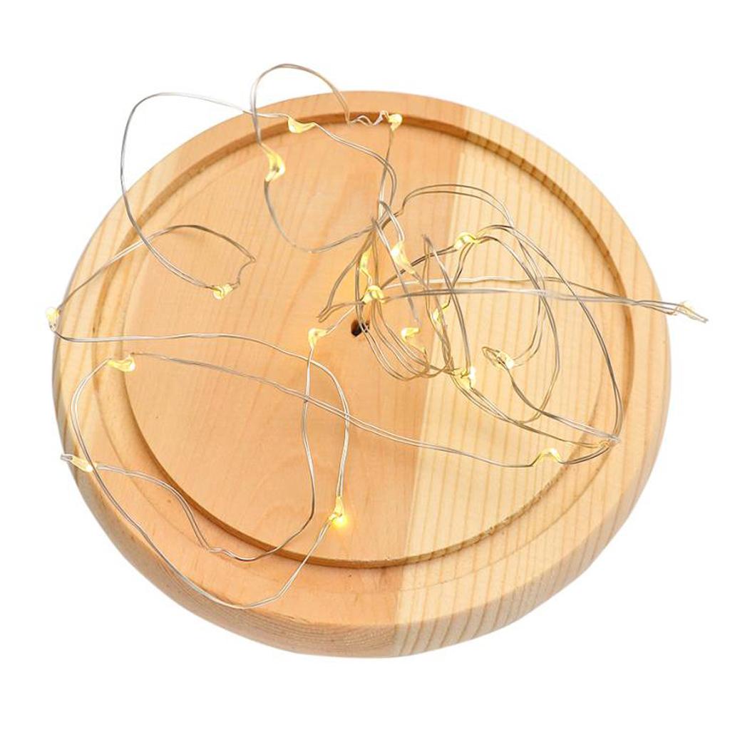 LED Light Dome Cloche Glass Display Dome with Wooden Base Fairy LED Lights for Cool Room Decoration Vase Container