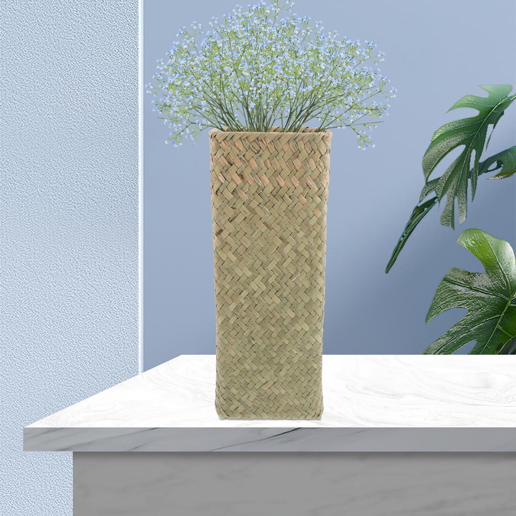 Hand-Woven Tall Wicker Vase For Fresh Dried Flowers Modern Boho Decorative Floor Vase Woven Flower Container Basket Vases Home
