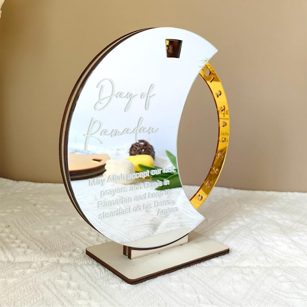 Gold Mirror Moon Table Ornament 7.87x7.87in Holiday Table Decor  Festive Scene Layout
