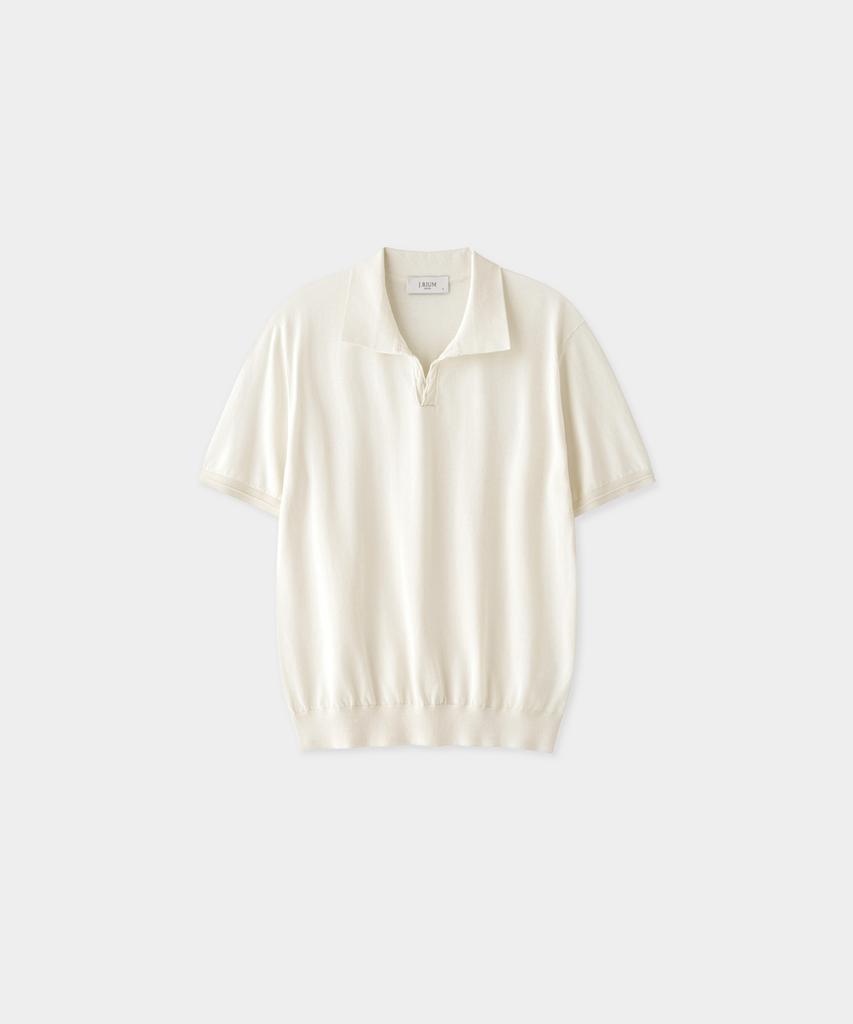 Jeilium Cotton Summer Essential Cable Polo Neck Ivory (Dry Touch)
