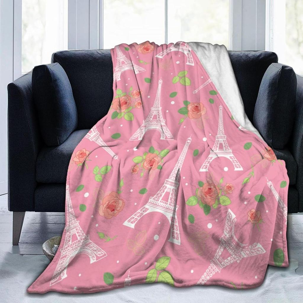 Paris Eiffel Tower Throw Blanket Ultra Soft Warm All Season Decorative Flannel Blankets for Bed Chair Car Sofa Couch Bedroom
