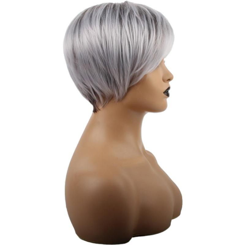 New Gradient Silver Grey Women's Short Hair Wig