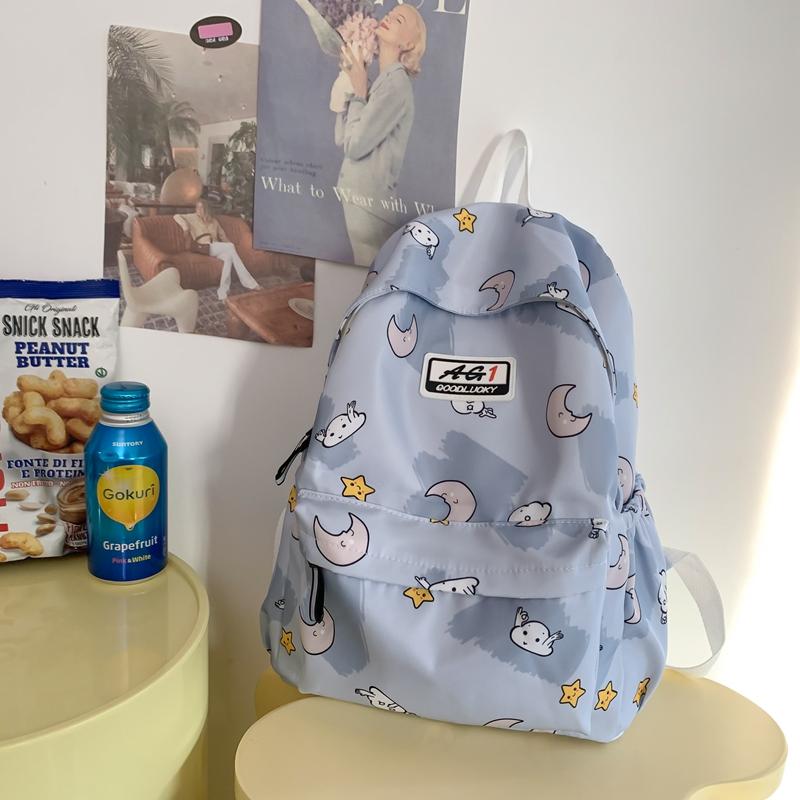 Sports Backpack Printed Student Schoolbag Large Capacity Water-resistant Outdoor Travel Backpack