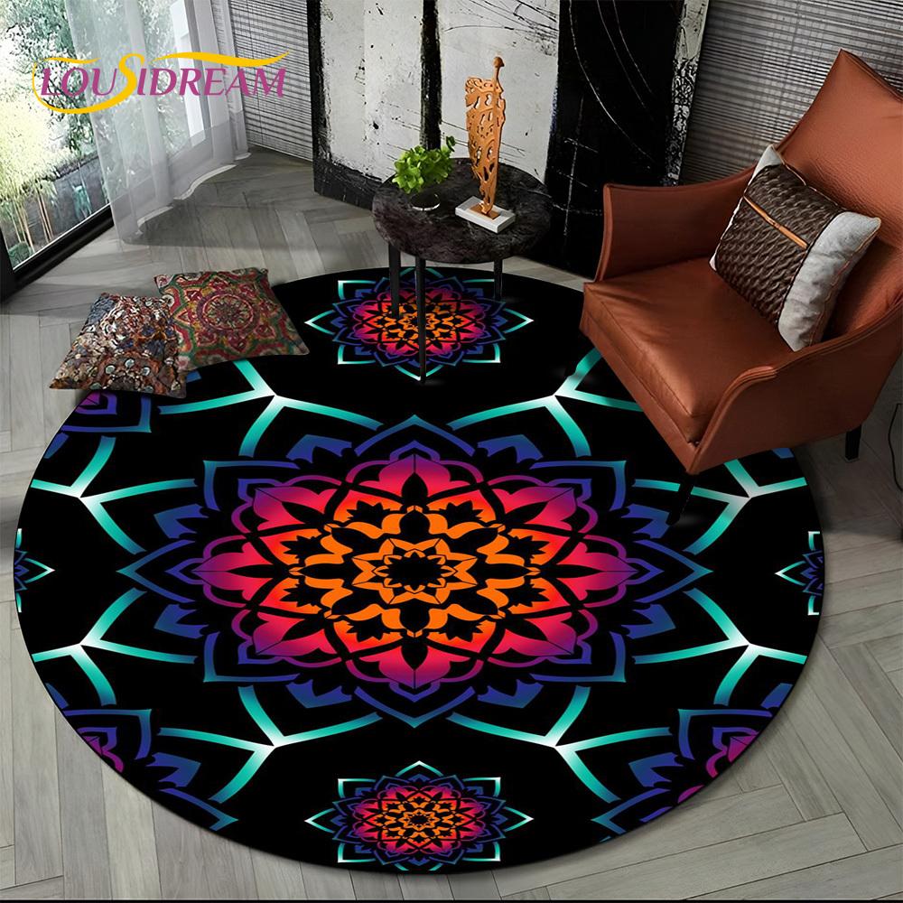 3D Meditation Mandala Bohemia nature Spirit Yoga Round Carpet Rug for Living Room Bedroom Child Decor,Pet Area Rug Non-slip Mat