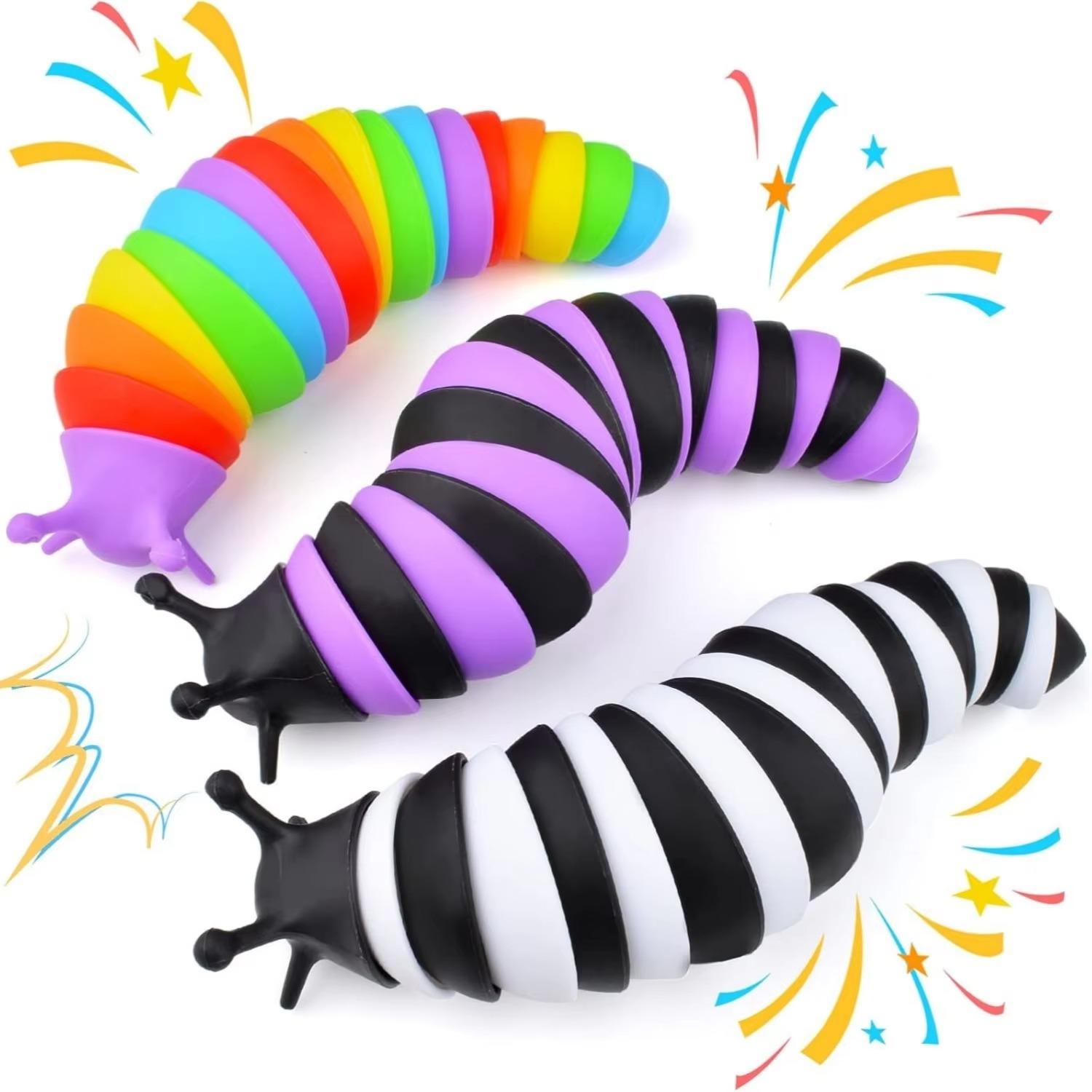 Bai Fen Bai Toys Kids Childrens Colorful Simulation Caterpillar Antistress Toy Funny Fidget Decompression Articulated 3D Stress Reliever Gift Present Toy For Adult