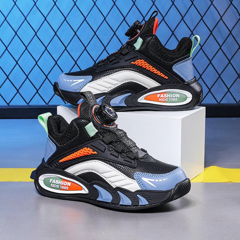 Sneakers Warm Cotton Shoes Training Children's Rotation Boy New Velvet Two Basketball Shoes Winter Boys Buckle Spot