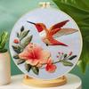 DIY Hummingbird Embroidery Set for Craft Lover Hand Stitch Printed Cross Stitch Set with Embroidery Hoop and Instructions