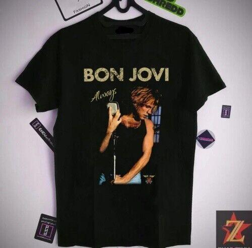 BON JOVI Tričko Černé Tričko pro muže ženy plná velikost VC1752 Unisex Tričko