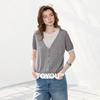 Chuyu Women's Faux Two-Piece Contrast Lyocell Knit Top