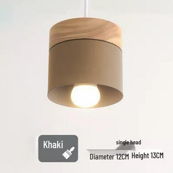 Скандинавский макарон кованый железный подвесной светильник, одинарная головка в белом/сером цвете No Bulb хаки
