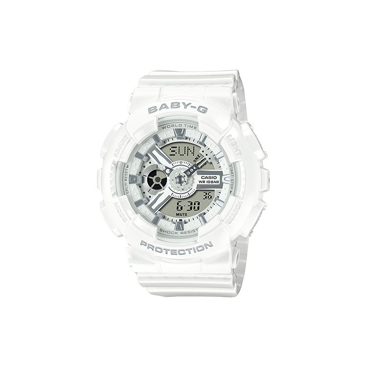 

Casio Baby-G Womens Quartz Watch Resin Band Full Automatic Calendar 100M Waterproof Quartz Movement Resin Strap Women watches White BA-110X-7A3JF Regular Watch Box,White Strap