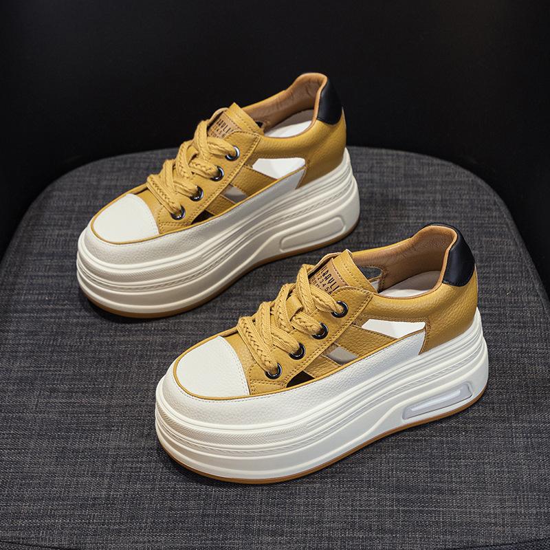 Small Women's Shoes In the Autumn of 2025 New Thick-soled Wedge Heel Muffin Heel Women's Shoes Inner Height Increase Heel Casual Shoes Women's Tide