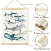 Educational Poster Whales Ocean Animal Poster for Kids Room Playroom Nursery Featurings Cute Animals Wood Hanger Frame