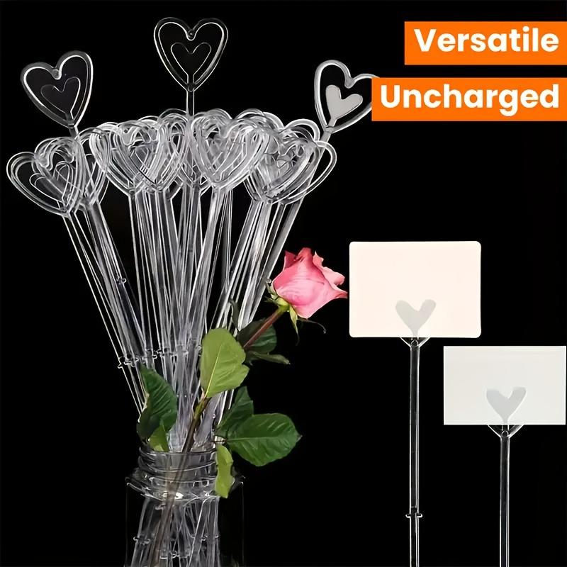 240pcs Plastic Heart-Shaped Flower Card Holders Tabletop Display Stands for Cards Photos Citrus Flowers Weddings Valentine'S Day