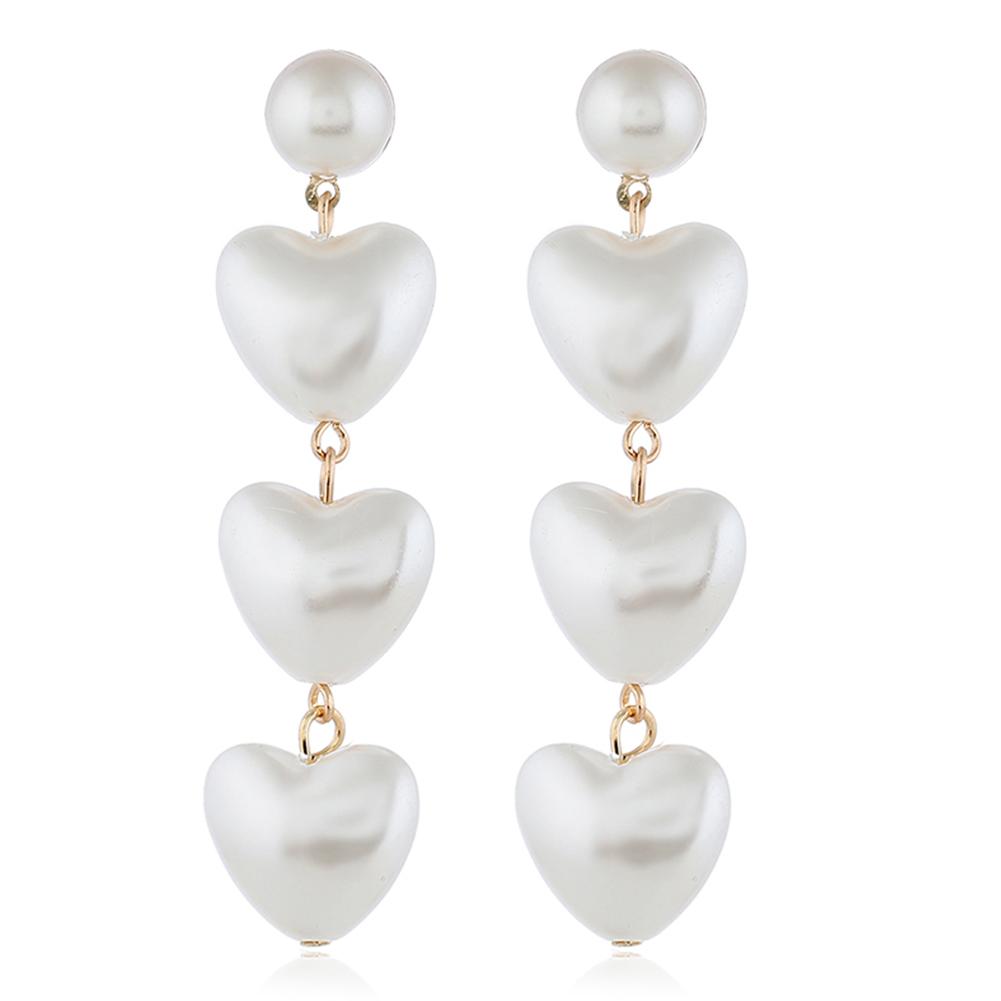 1 Pair Fashion Heart-shaped Long Dangle Earrings for Women Jewelry