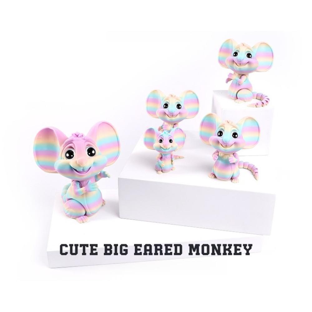 3D Printed Mouse Animals Toys Cute Big Ears Mouse Figurine Articulated Fidget Toy for Home Desktop Decoration Gifts To Friends