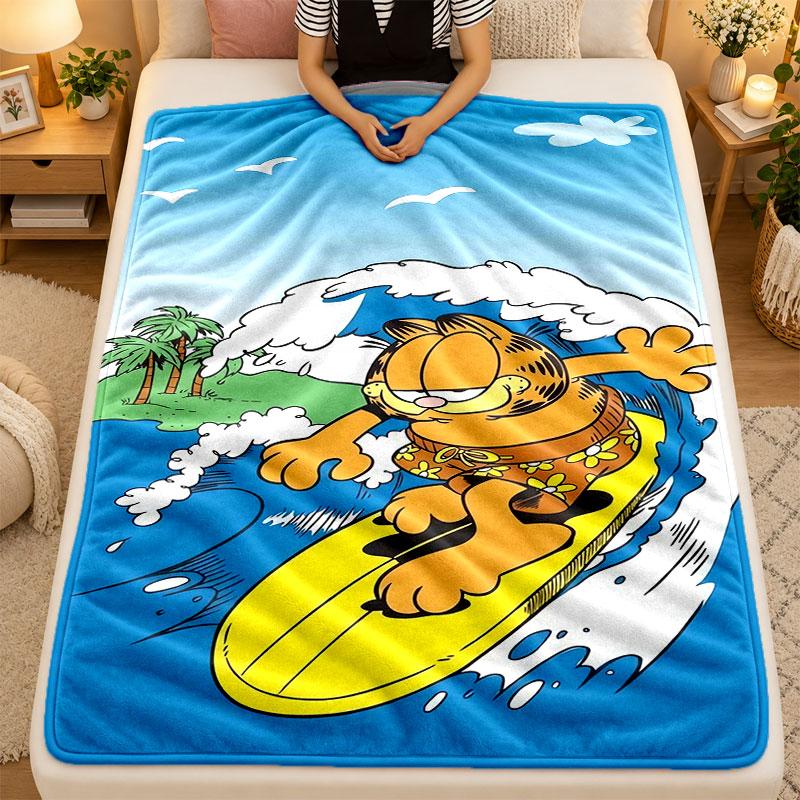 Flannel BlanketGarfield Warm Soft Throw Blanket for Indoor Sofa Bed Living Room Use