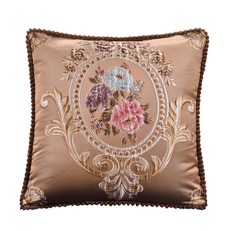 Square Jacquard Throw Pillow Cases with Vintage Embroidery for Home,Living Room, Bedroom and Car Decoration, Elegant Single Sided