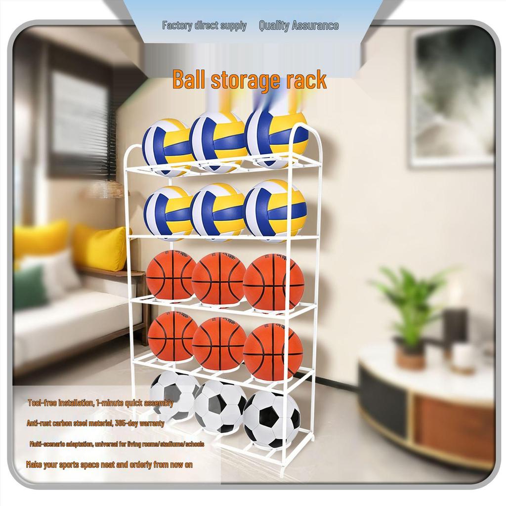 Nail-Free Sports Ball Storage Rack for Basketball, Volleyball, and Children's Basketball Hoop