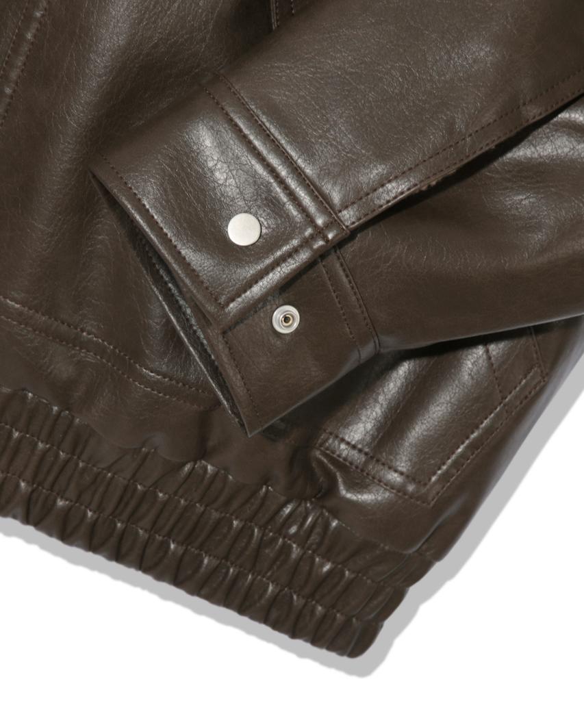 Trillion Fleece Collar Flight Leather Jacket_Brown