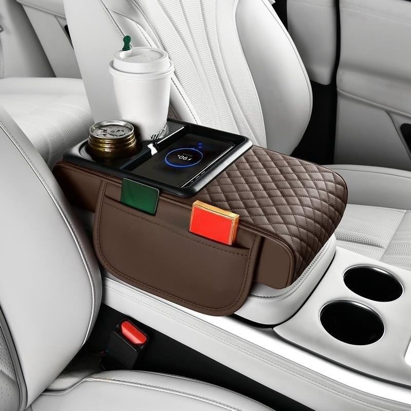 Auto Elbow Support Wireless Charging Car Arm Rest Cushion Thicken High-Density Sponge Center Console Armrest Box Cover
