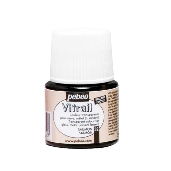 Peinture vitrail - pebeo - saumon - 45ml - transparent - brillant