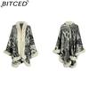 BITCED Autumn/Winter Peacock Flower Knitted Cape for Women - Thickened Warmth Shawl