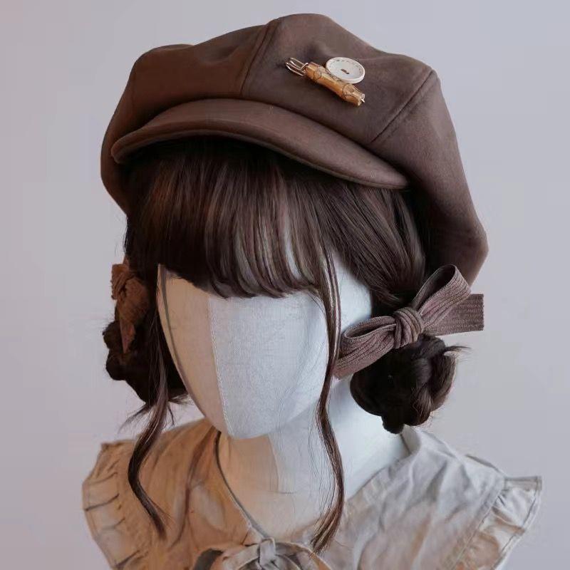 Handmade Cloud Hat, Bailey Hat, Duckbill Hat, Autumn and Winter Look Small, Warm Brown, Maillard, Japanese, Korean, Japanese