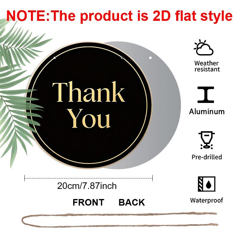 2D Flat Retro Aluminum Wall Stickers In Various Sizes. "Thank You" Sign On A Black Background. A Minimalist, Understated Luxury Style, Perfect for