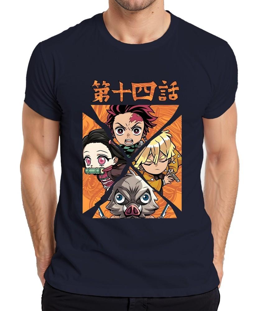 Kimetsu No Yaiba Tanjiro Nezuko Zenitsu Inosuke Chibi Gift Unisexs Tshirt S