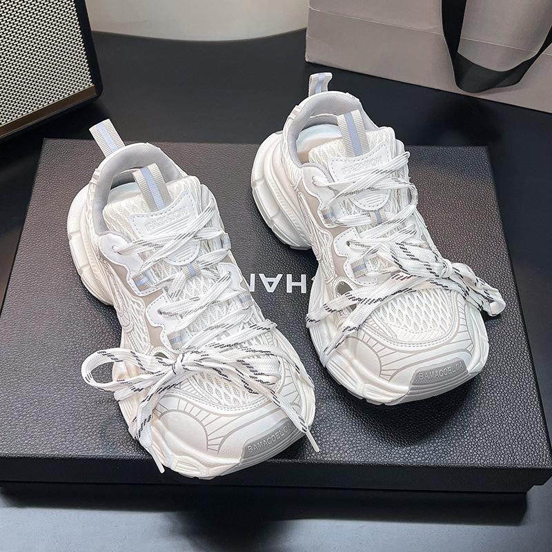 [Fanjiamei] Hollow Daddy Shoes Women's Summer Mesh Breathable 2025 Paris New Versatile Platform Sneakers