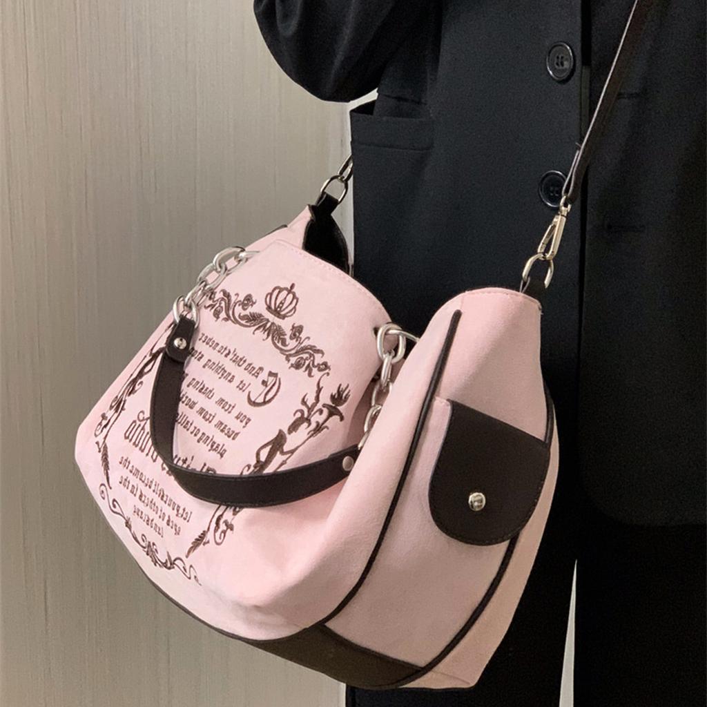 Small Design Retro Art Gothic Letter Large Bag Embroidery Large Capacity Chain One Shoulder Handheld Tote Bag