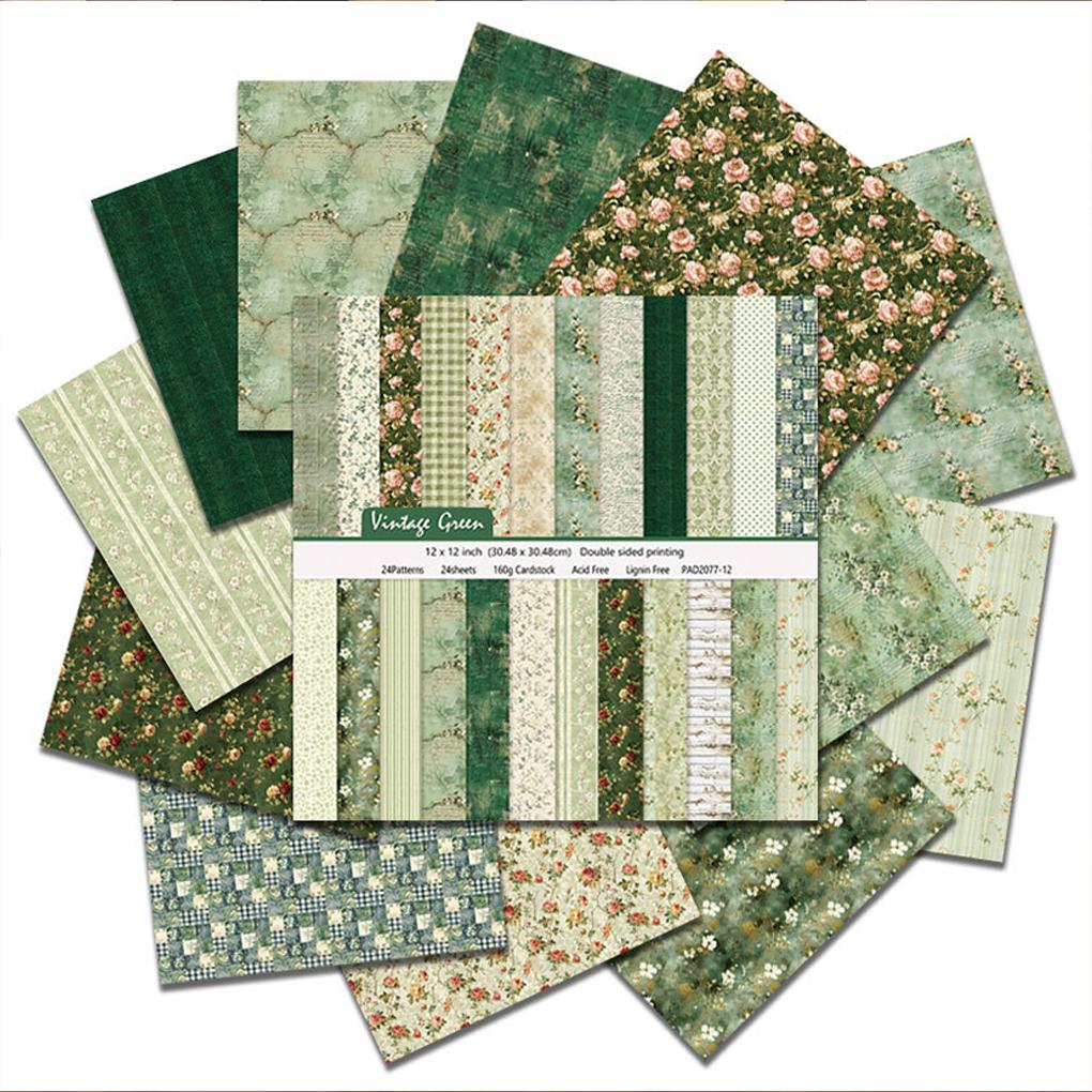 24PCS/SET Christmas Flower Printed Scrapbooking Background Paper Pads Vintage Junk Journal Paper Packs Art Handmade Crafts