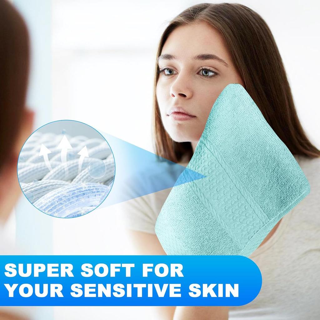 6 Pack 100% Cotton Wash Cloth, 13x13 Inch Highly Absorbent and Soft Feel Fingertip Towels, Machine Washable Washcloths for Bathroom, Gym, Hotel, Spa