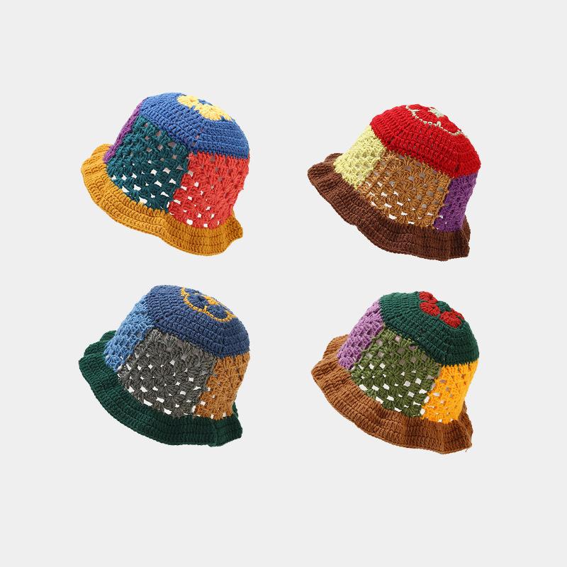 Hand-Crochet Hollow Floral Bucket Hat - Artistic Knit Vacation Hat for Women Breathable & Bohemian Style Crochet Cap