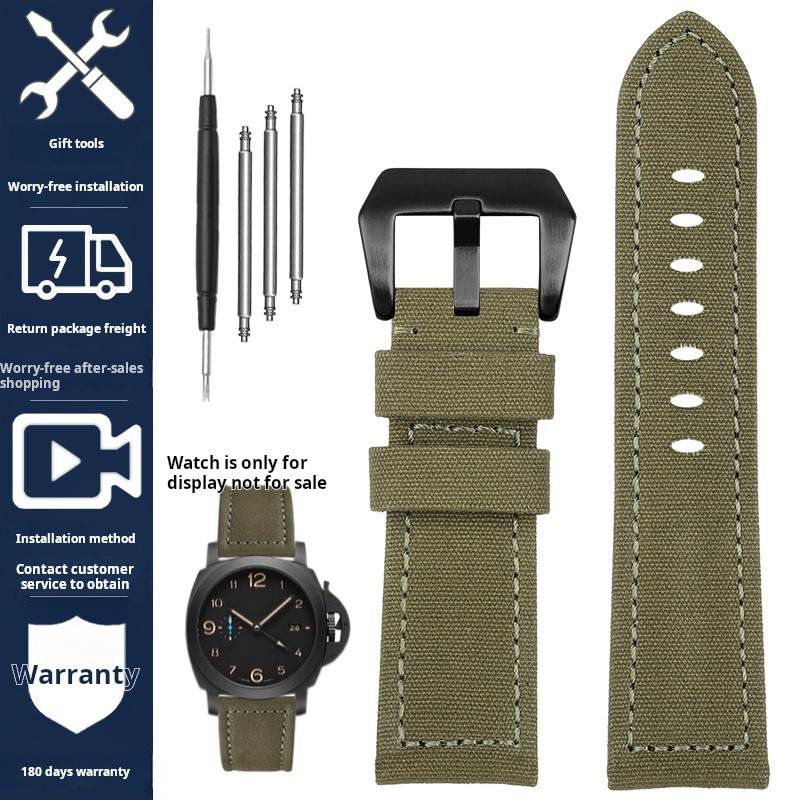 Voor Panerai PAM111 441 137 386 heren Horlogeband Nylon Canvas nylon Koeienhuid Horlogeband 20 22 24mm Roestvrijstalen Gesp Accessoires