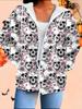 Cardigan à capuche imprimé 3D Halloween Grande taille Automne Hiver Rétro