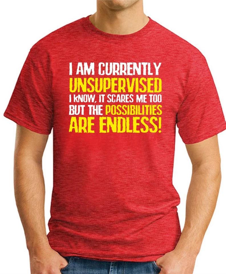 I AM CURRENTLY UNSUPERVISED T-SHIRT Funny Slogan Novelty Mens Geeky Gift Geek 2 3XL
