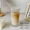 375Ml Stripe Glass Cup with Lid Straw Japanese Style Drinking Chic Mugs Milk Coffee Drinkware Tea Birthday Gifts Whiskey Glasses