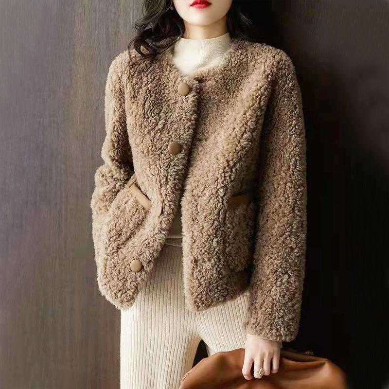 Small Flavour Style Granule Fleece Short Jacket for Women's Autumn and Winter New Top