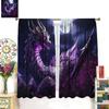 Dragon Curtains for Bedroom  Mystic Courage Fantasy Purple Night Sky Legend Epic Treasure Spitting Fire Dragon Window Drapes Prin
